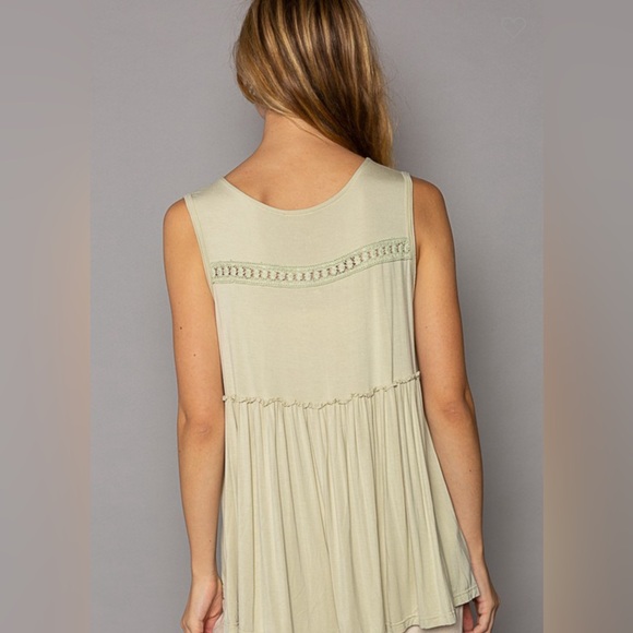 #082 Pol Last 1! Sleeveless v-neck babydoll loose fit knit top - Picture 2 of 3